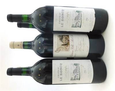 Lot 2145 - Chateau Villa Bel Air 2003, Graves, magnum (x3); Chateau le Bosco 1996, St Estephe, magnum (x3)...