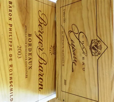 Lot 2157 - Baron Philippe de Rothschild Le Berger Baron 2003, half case, owc; Chateau Lesparre Bordeaux...