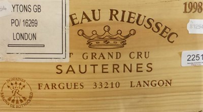 Lot 2251 - Chateau Rieussec 1998, Sauternes, owc (twelve bottles)