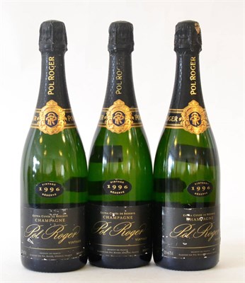 Lot 2303 - Pol Roger 1996, vintage champagne (x3) (three bottles) U: 1cm inverted, nicked lables