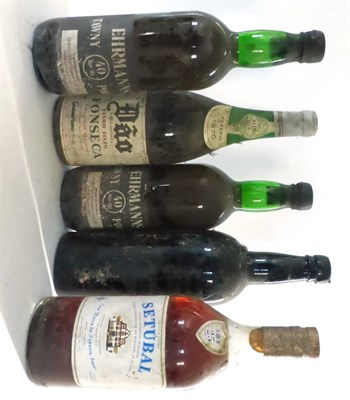 Lot 2376 - Jose Maria da Fonseca Moscatel de Setubal 25 Year Old; Ehrmanns 40 Year Old Tawny (x2);...