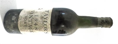 Lot 2396 - Taylor 1948, vintage port  U: top shoulder, bin soiled label