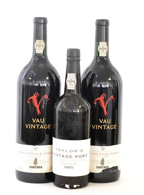 Lot 2399 - Taylor 1985, vintage port; Sandeman 1997 Magnum, vintage port (x2) (a bottle and two magnums)