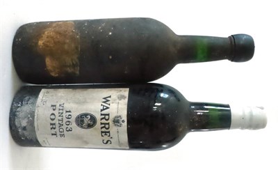 Lot 2402 - Warre 1963, vintage port; Warre 1970, vintage port (two bottles) U: into neck, 1970 with no...