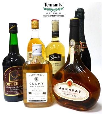 Lot 2421 - A Mixed Parcel Including: Courvoisier VSOP 1 US Quart, in original carton (x2); Grants Stand...