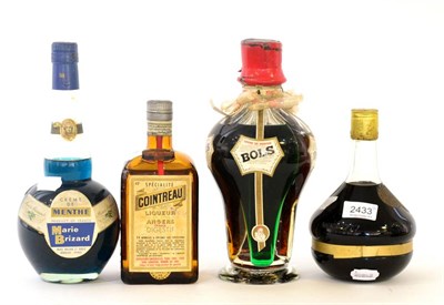 Lot 2433 - Bols 4 Division Decanter, in original carton (poor condition; Hermann Jansen Creme de Cacao;...