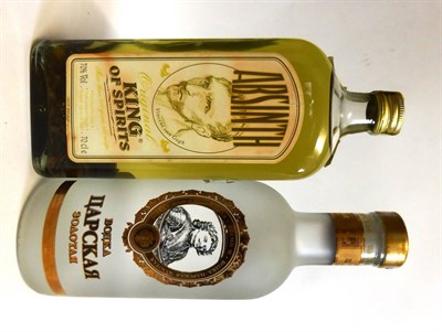 Lot 2483 - Zsar's Golden Vodka, 50cl, 40%; Absinth, 70cl, 70% (two bottles)