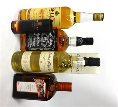 Lot 2505 - Arran Robert Burns; Bells Litre; Jack Daniels Litre; Cointreau; Highland Park 12 Year Old Miniature