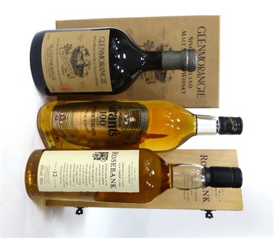 Lot 2563 - Rosebank 12 Year Old Flora &amp; Fauna Series, 70cl, 43%, in original carton; Glenmorangie...