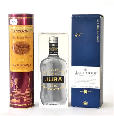 Lot 2564 - Talisker 10 Year Old, 70cl, 48.5cl; Jura 10 Year Old, 70cl, 40%; Glenmorangie 10 Year Old,...