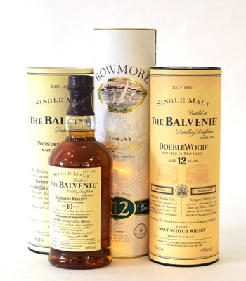 Lot 2572 - The Balvennie 10 Year Old & Doublewood 12 Year Old, both 70cl, 40%; Bowmore 12 Year Old, 700ml,...