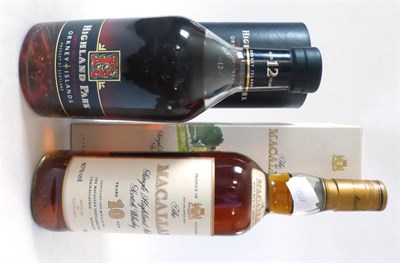 Lot 2578 - The Macallan 10 Year Old Old Style Cream Label, 70cl, 43%, in original carton; Highland Park Sunset