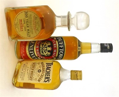 Lot 2595 - The Whisky Connoisseur 500 Year Malt, 70cl, 52.8%; Dufftown Glenlivet 8 Year Old, 75.7cl, 70 proof