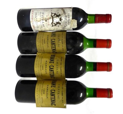 Lot 2002 - Chateau Brane-Cantenac 1969, Margaux (x3); Chateau Grand Puy Ducasse 1983 (four bottles) U:...