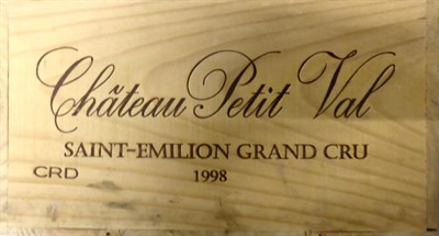 Lot 2030 - Chateau Petit Val 1998, St Emilion Grand Cru, owc (twelve bottles)