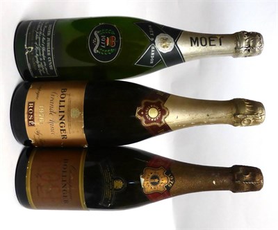 Lot 2104 - Moet et Chandon 1977 Silver Jubilee Cuvee, vintage champagne; Bollinger Rose 1976, vintage...