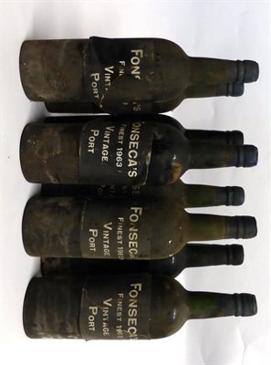 Lot 2142 - Fonseca 1960 (x2); 1963 (x6), vintage port (eight bottles) U: 7x top shoulder 1x into neck