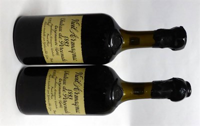 Lot 2160 - Chateau de Percenade 1893 Armagnac (x2) (two bottles) U: top shoulder, one capsule broken