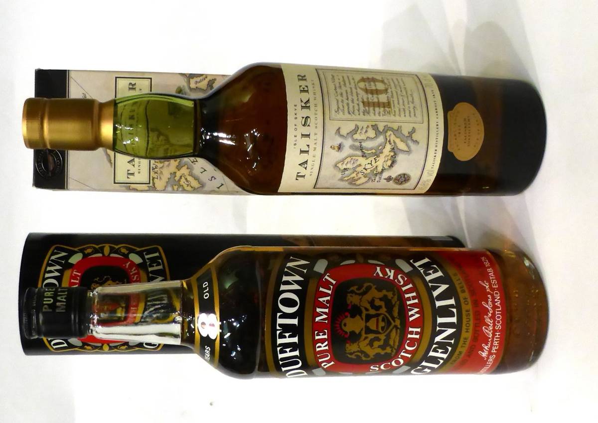 Lot 2197 - Dufftown Glenlivet 8 Year Old, 75cl, 40%, in original tube; Tallisker 12 Year Old, in original...