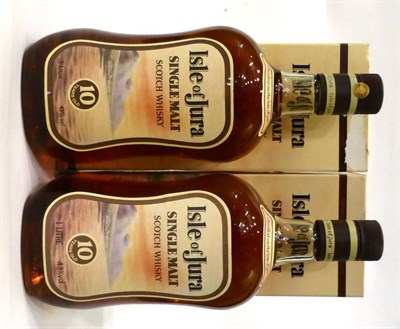 Lot 2204 - Isle of Jura 10 Year Old Litre Old Style Cream Label, 43%, in original carton (x2) (two bottles)