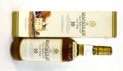 Lot 2220 - The Macallan 10 Year Old - Old Style Cream Label, in original carton, 70cl, 40% U: into neck