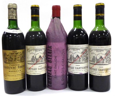 Lot 2013 - Chateau Cantenac Brown 1966, Margaux; Chateau Cantemerle 1966,  Medoc; Chateau Belair 1966, St...