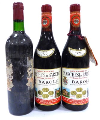 Lot 2039 - Chateau Lynch Bages 1974, Pauillac; Marchesi di Barolo 'Barolo' DOCG 1970 (x2) (three bottles)