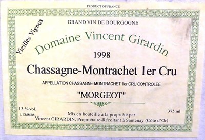 Lot 2065 - Chassagne Montrachet 1er Cru Morgeot 1998, Domaine Vincent Girardin, half bottle (x24) (twenty four