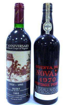 Lot 2159 - Quinta do Noval 1970, vintage port; 75th Anniversary Royal Corps of Signals 1993 Buzet (two...