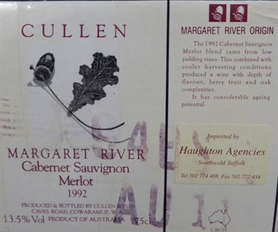 Lot 2178 - Cullen Cabernet Sauvignon Merlot 1992, Margaret River, Australia, oc (twelve bottles)   Removed...