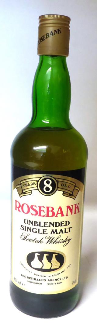 Lot 2277 - Rosebank 8 Year Old - Old Style Cream and Gold Label, The Distilleries Agency Ltd, circa...