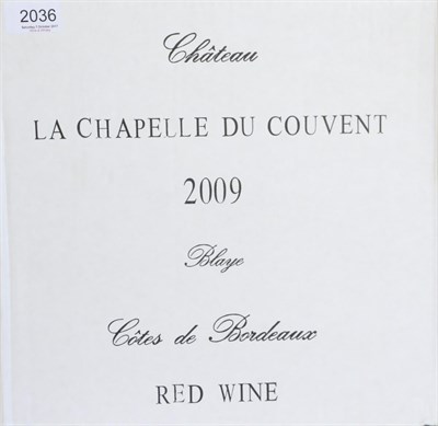 Lot 2036 - Chateau La Chapelle du Couvent 2009, Cotes de Bordeaux Blaye (x12) (twelve bottles)