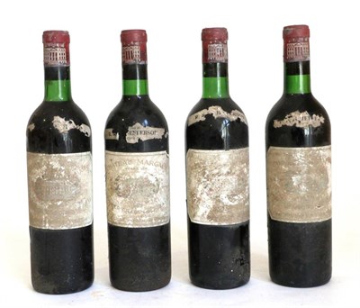 Lot 2064 - Chateau Margaux 1967, Margaux (x4) (four bottles) U: top shoulder, very bin soiled labels