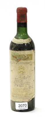 Lot 2070 - Chateau Mouton Rothschild 1960, Pauillac U: upper shoulder, very soiled label
