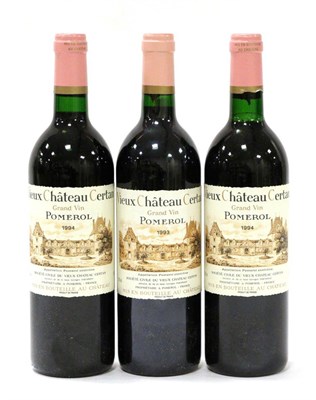 Lot 2088 - Chateau Vieux Certan 1993 & 1994 (x2), Pomerol (three bottles) U: top shoulder