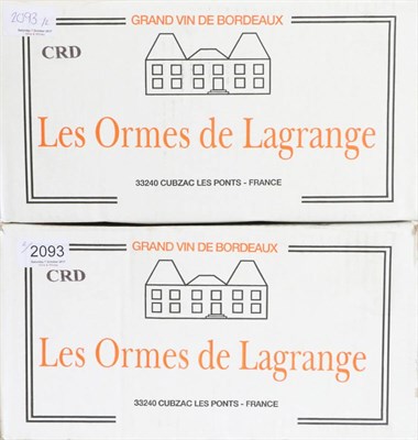 Lot 2093 - Les Ormes de Lagrange 2012, Bordeaux Superieur  (x12) (twelve bottles)