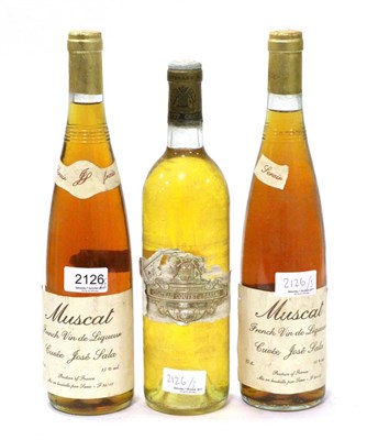 Lot 2126 - Chateau Coutet 1983, Barsac; Muscat Cuvee Jose Sala (x2) (three bottles) U: torn label to Coutet