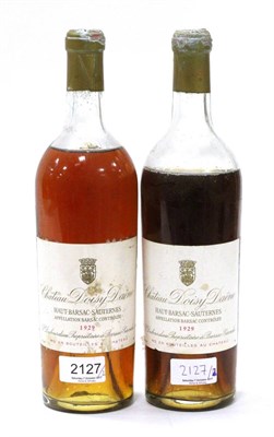 Lot 2127 - Chateau Doisy-Daene 1929, Barsac (x2) (two bottles) U: upper shoulder and low shoulder