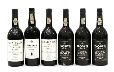 Lot 2192 - Dow 1977, vintage port (x3); Graham 1983, vintage port (x2); Sandeman 1982, vintage port (six...