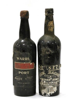 Lot 2211 - Warre 1958, vintage port; Fonseca Guimaraens Reserve 1964, vintage port (two bottles) U: tatty...