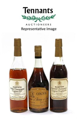 Lot 2266 - Harveys Grande Champagne Cognac Frapin 1946, landed 1964, bottled 1979; Harveys Petite...