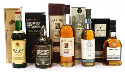 Lot 2288 - A Mixed Parcel of Single Malt Whisky Comprising: Aberlour 100; Glenlivet; Longmorn 15 Year Old;...