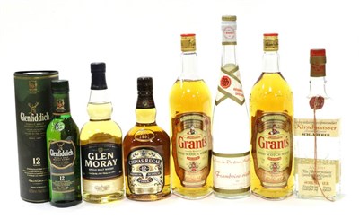 Lot 2289 - A Mixed Parcel of Whisky and Spritis Including: Glenfiddich, Grants, Chivas Regal, Glen Moray...