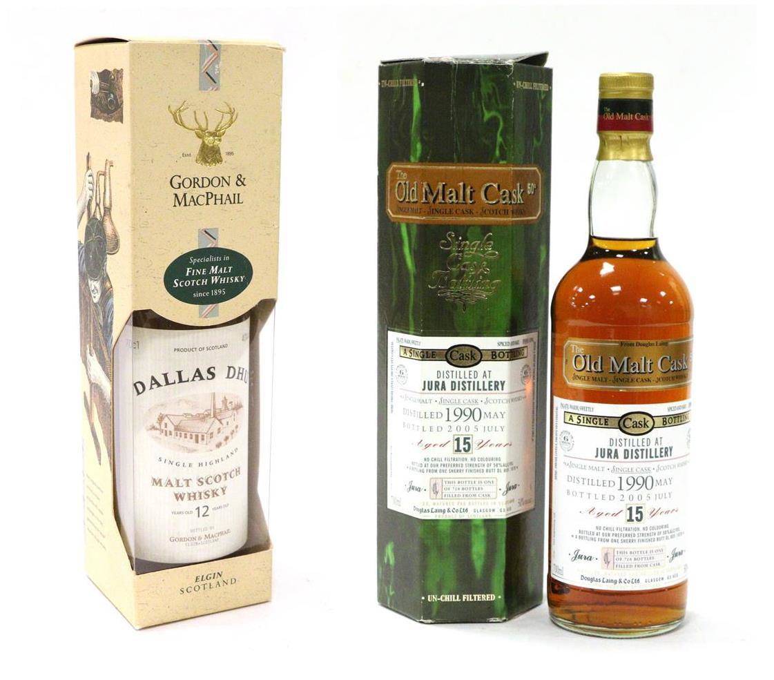 Lot 2321 - Jura 1990 15 Year Old Old Malt Cask, bottled 2005, 70cl, 50%, in original carton; Dallas Dhu 12...