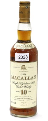 Lot 2328 - Macallan 10 Year Old Old Style Cream Label,  70cl, 40% U: soiled label and capsule