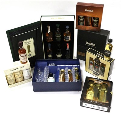 Lot 2337 - Miniature Sets Including: The Distillers Edition; Glenfiddich 12 & 15 Year Old 20cl (18YO...