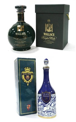 Lot 2348 - Wallace Single Malt Whisky Liqueur Stirling Bridge 700th Anniversary Decanter; Black Prince 20 Year