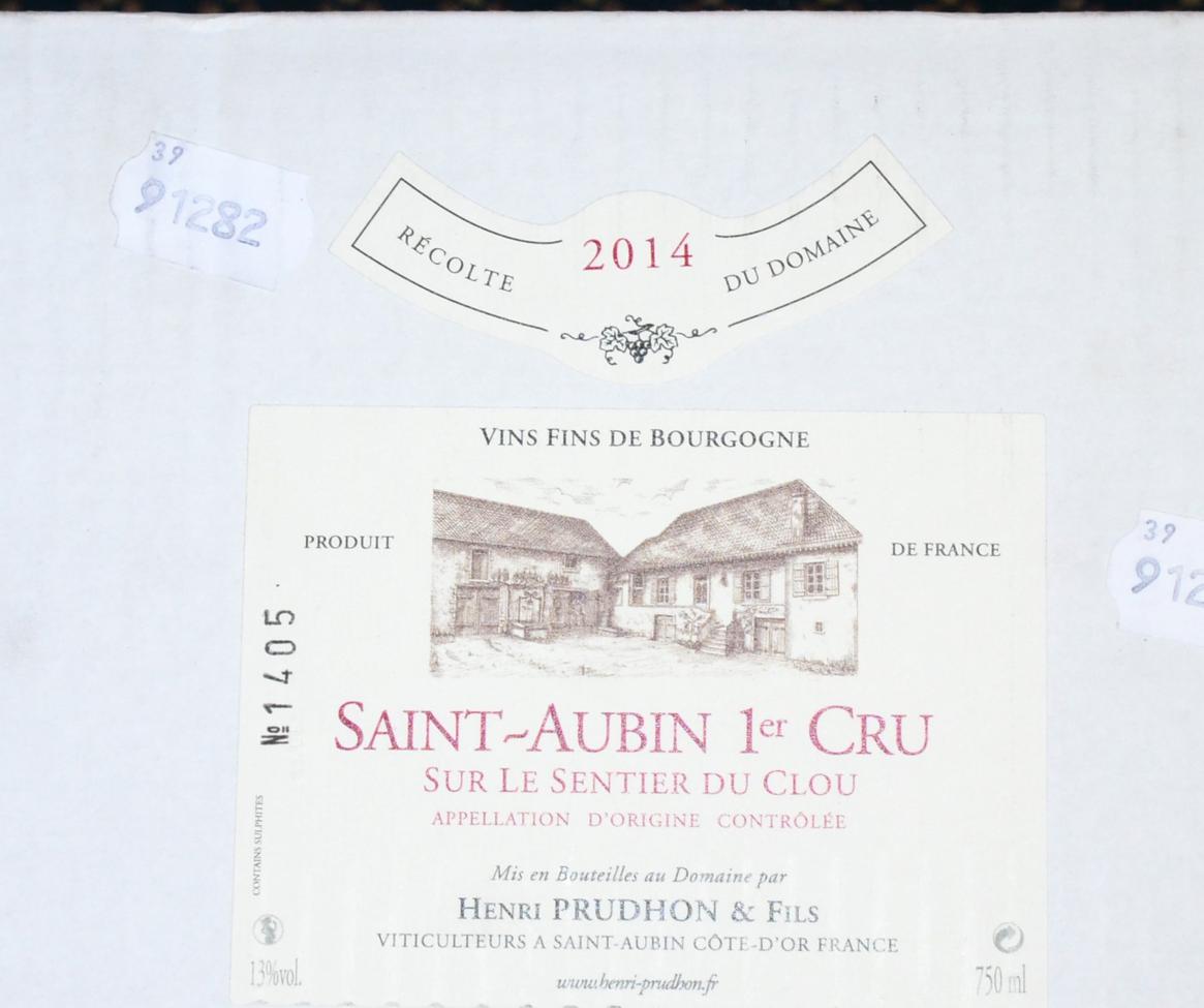 Lot 2150 - Henri Prudhon & Fils Sentier Blanc 2014, Saint-Aubin Premier Cru (x11) (eleven bottles)  Subject to