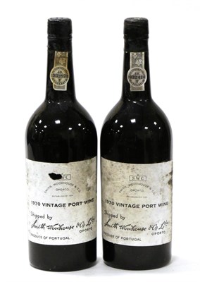 Lot 2246 - Smith Woodhouse 1970, vintage port (x2) (two bottles) U: top shoulder, torn and soiled labels