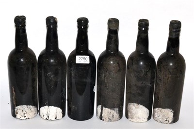 Lot 2250 - Tuke Holdsworth 1955, vintage port (x6) (six bottles) U: mostly into neck, no labels, capsules...